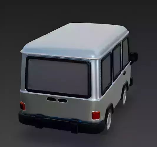 Stylized Silver Utility Van 3D Model Low-poly 3D model 4