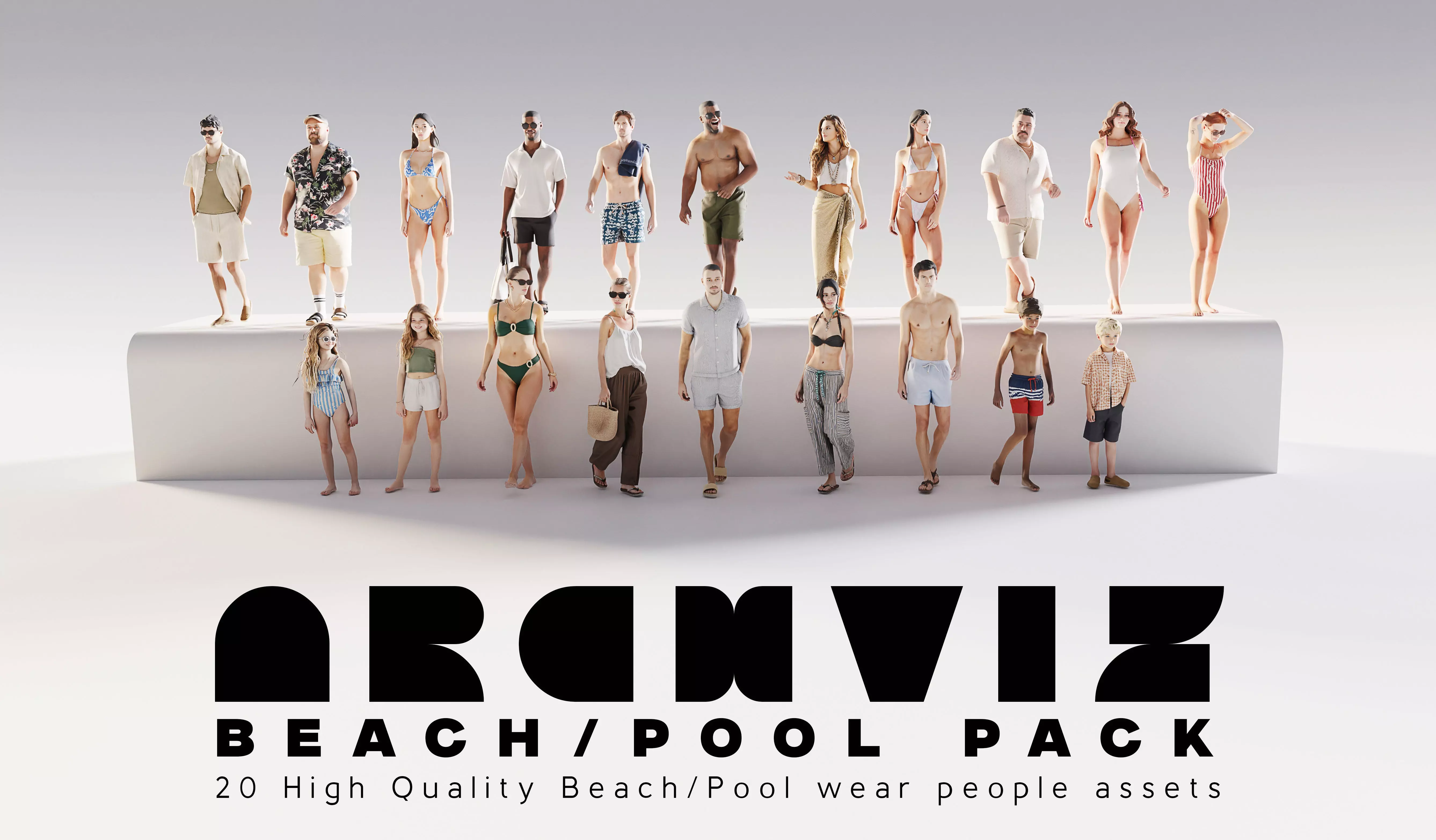 ArchViz People 20 Resort and Beach Character Models 3D model