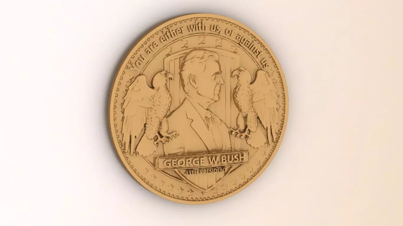 George W Bush Commemorative Gold Coin - 3D Print Ready 3D print model