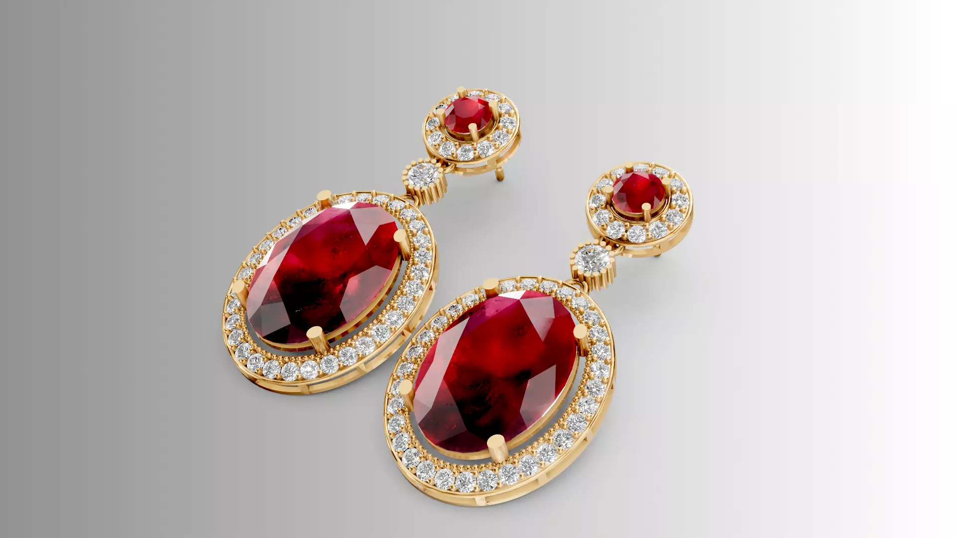 Diamond Earring ruby 3D print model