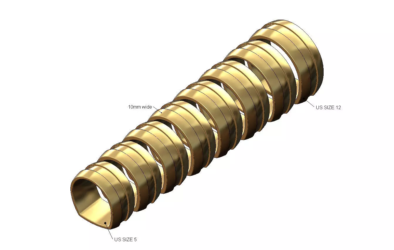 Carved strip dome euro shank 10mm wedding band US sizes 5to12 3D print model