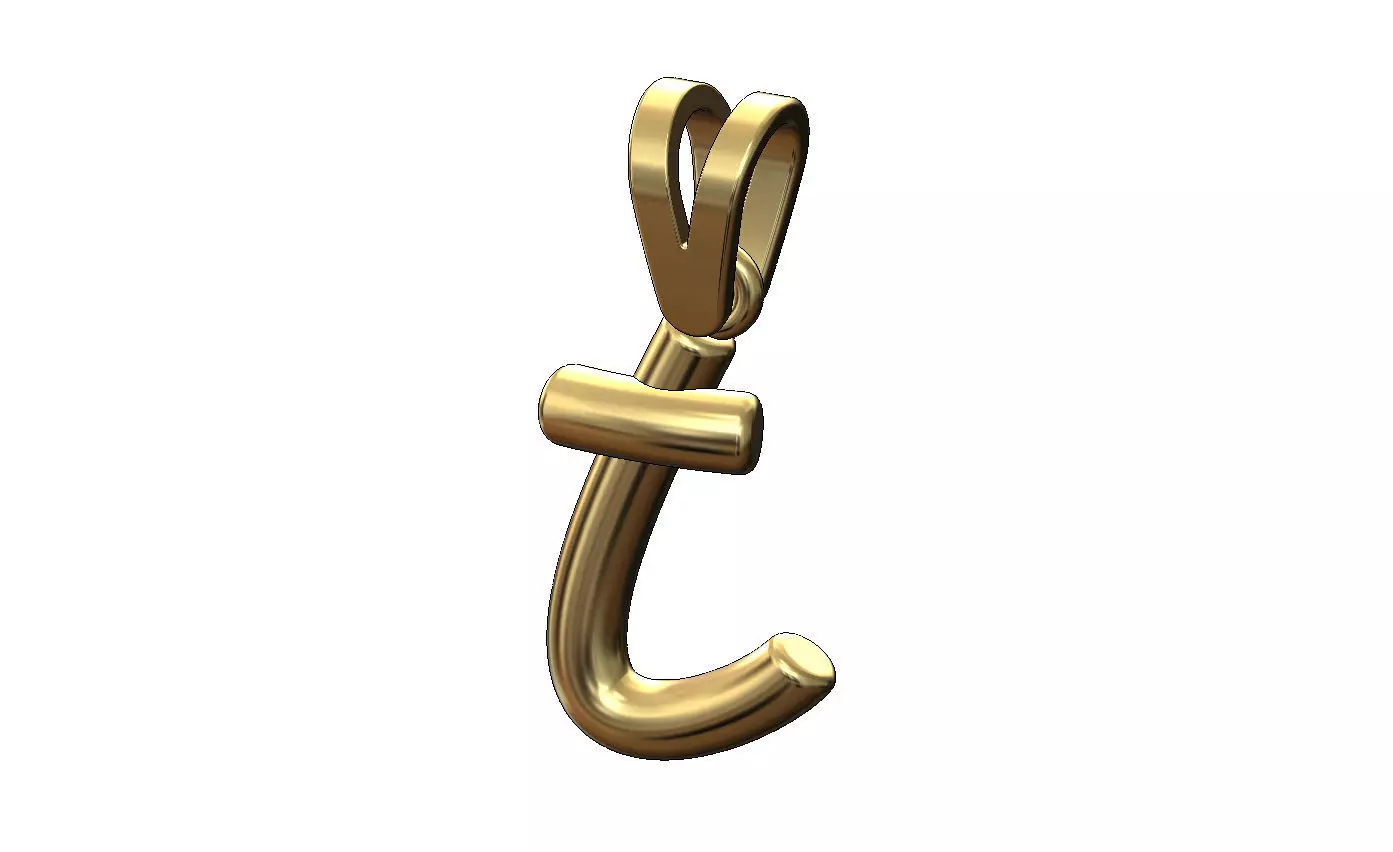 T letter initial 3d lowercase wire pendant charm bail 3D print model