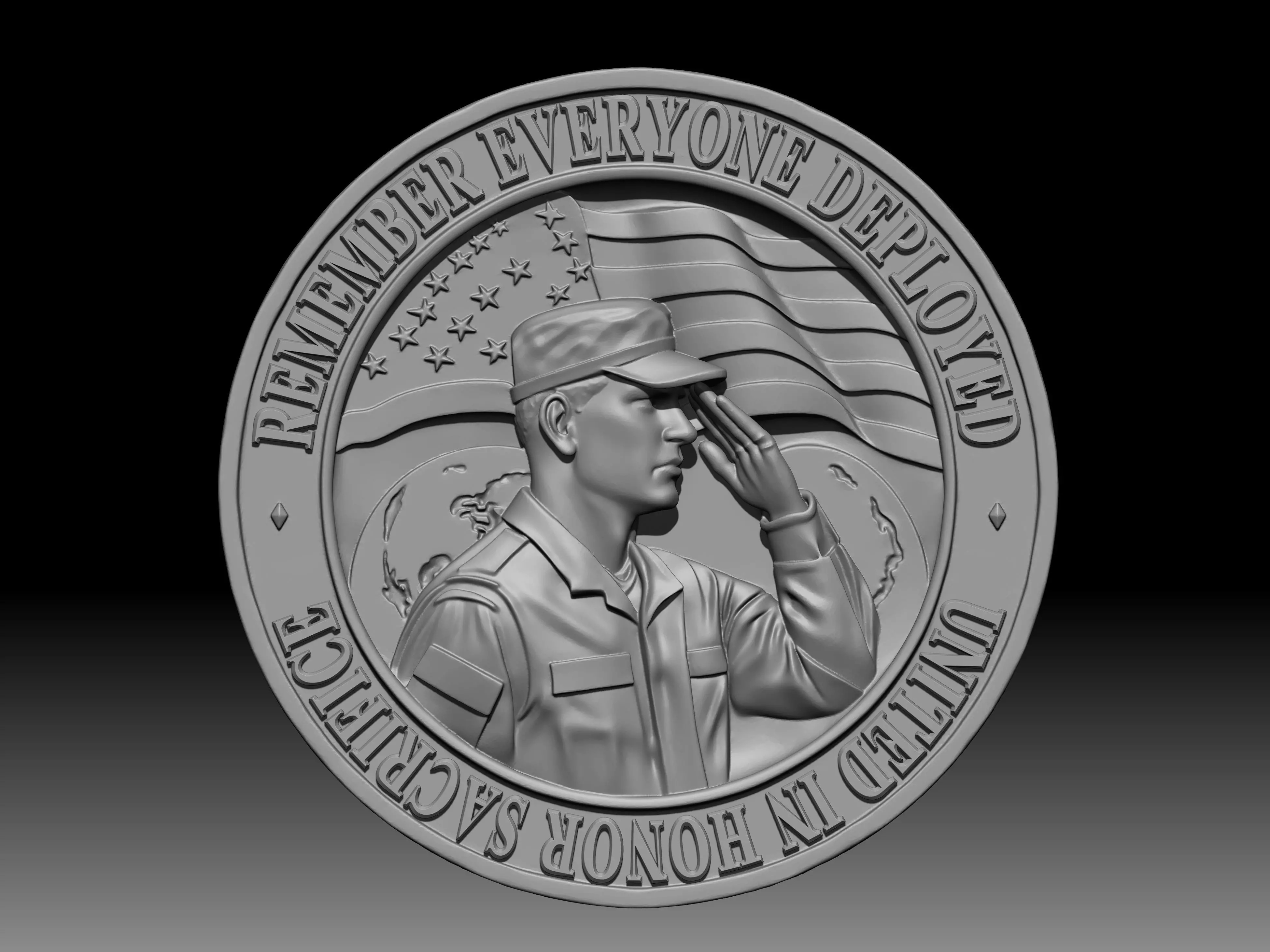 military-themed challenge coin 3D print model