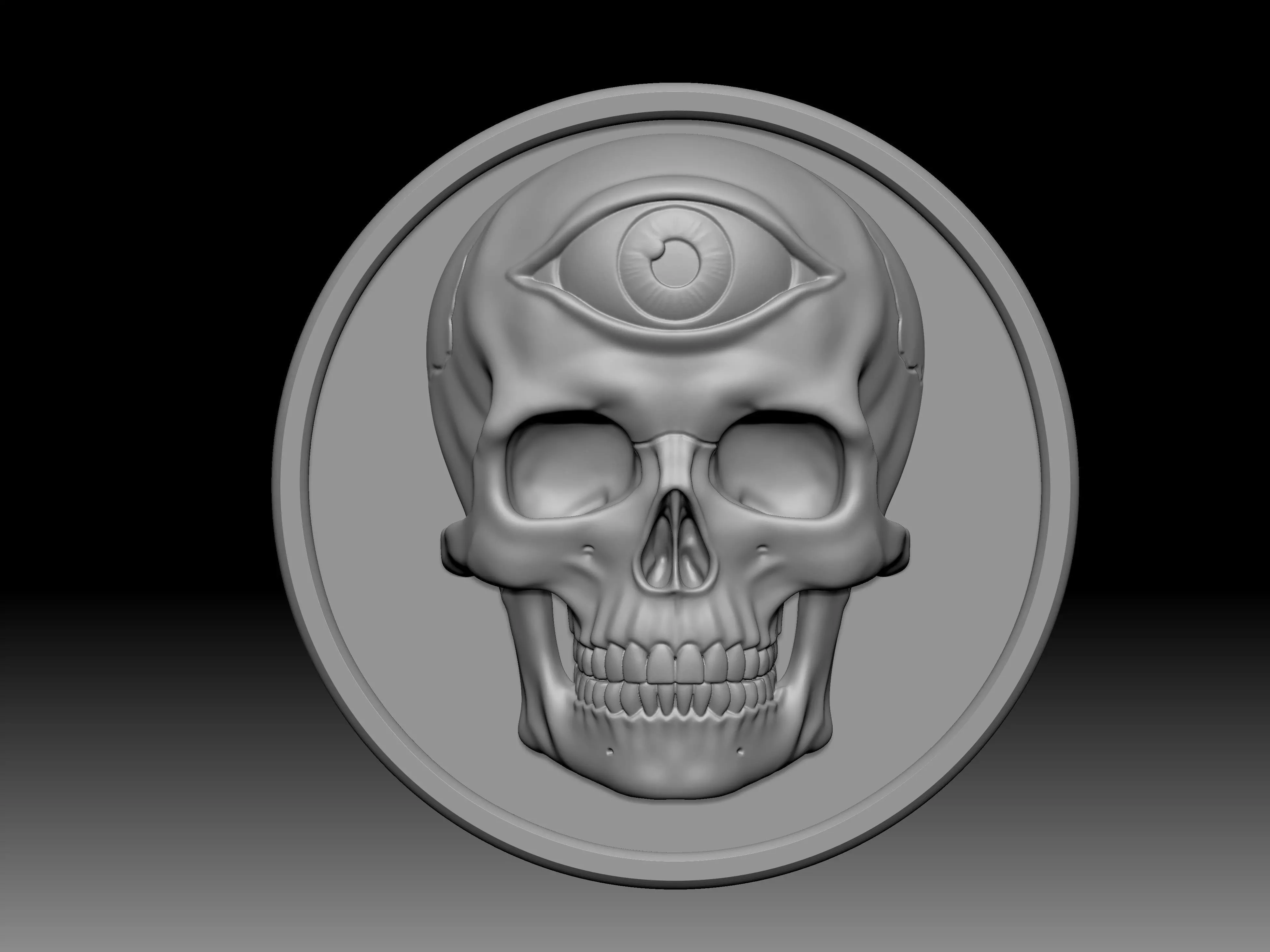 human skull featuring a prominent third eye center forehead 3D print model