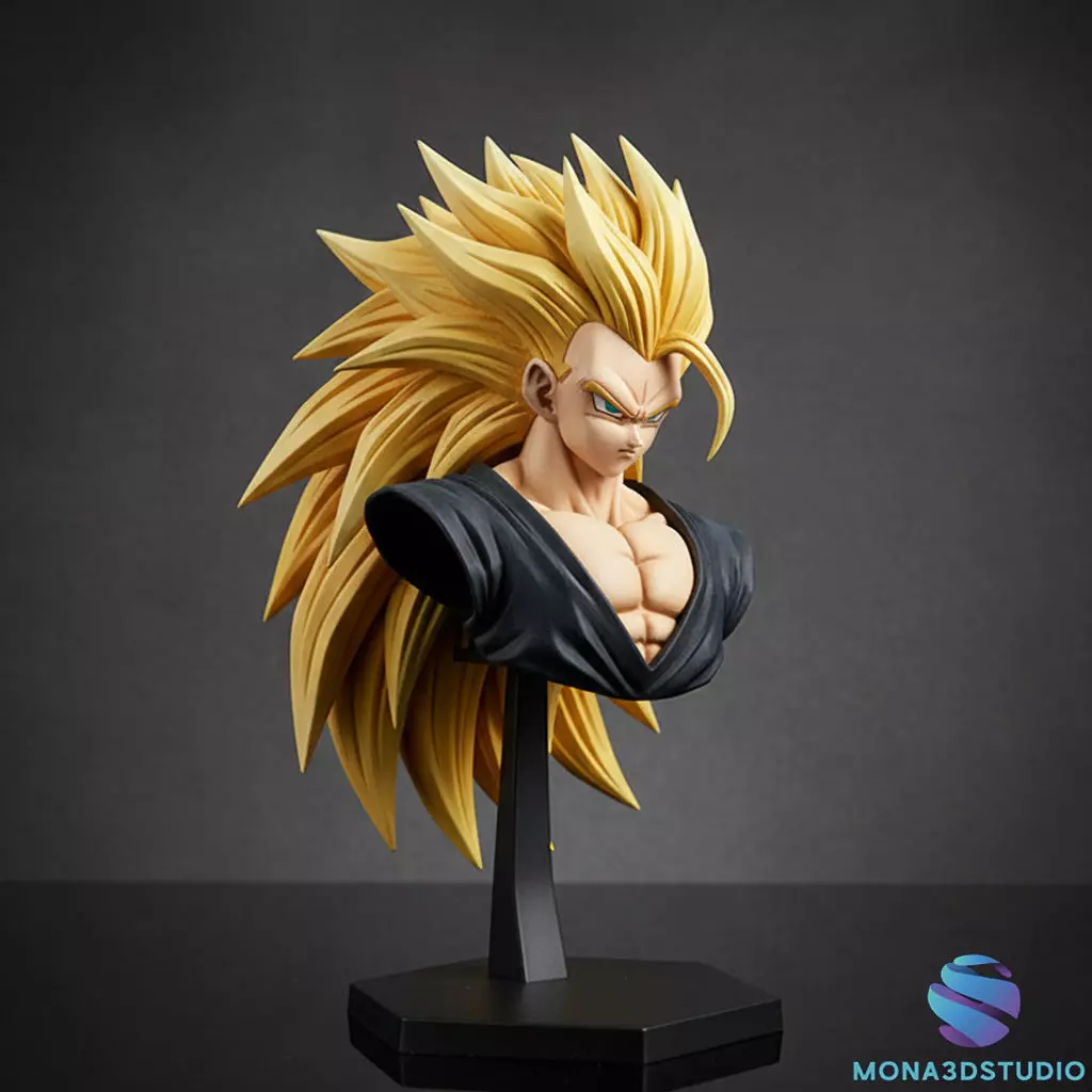 Goku Super Saiyan 3 Bust - 3D Printable STL - Pre-supported 3D print model