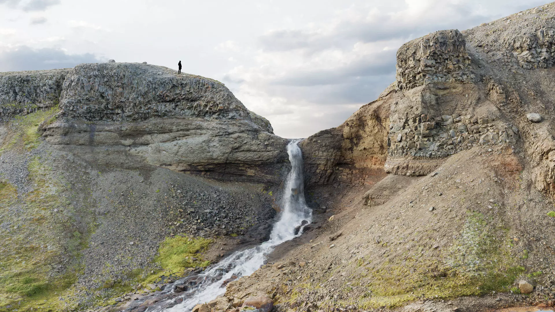 Icelandic Waterfall B Low-poly 3D model