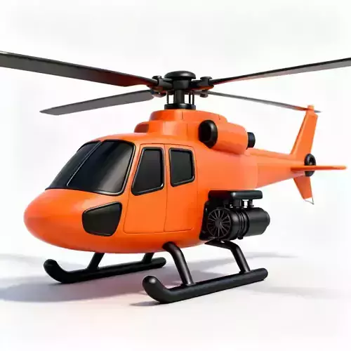 Stylized Rescue Orange Helicopter 3D Model