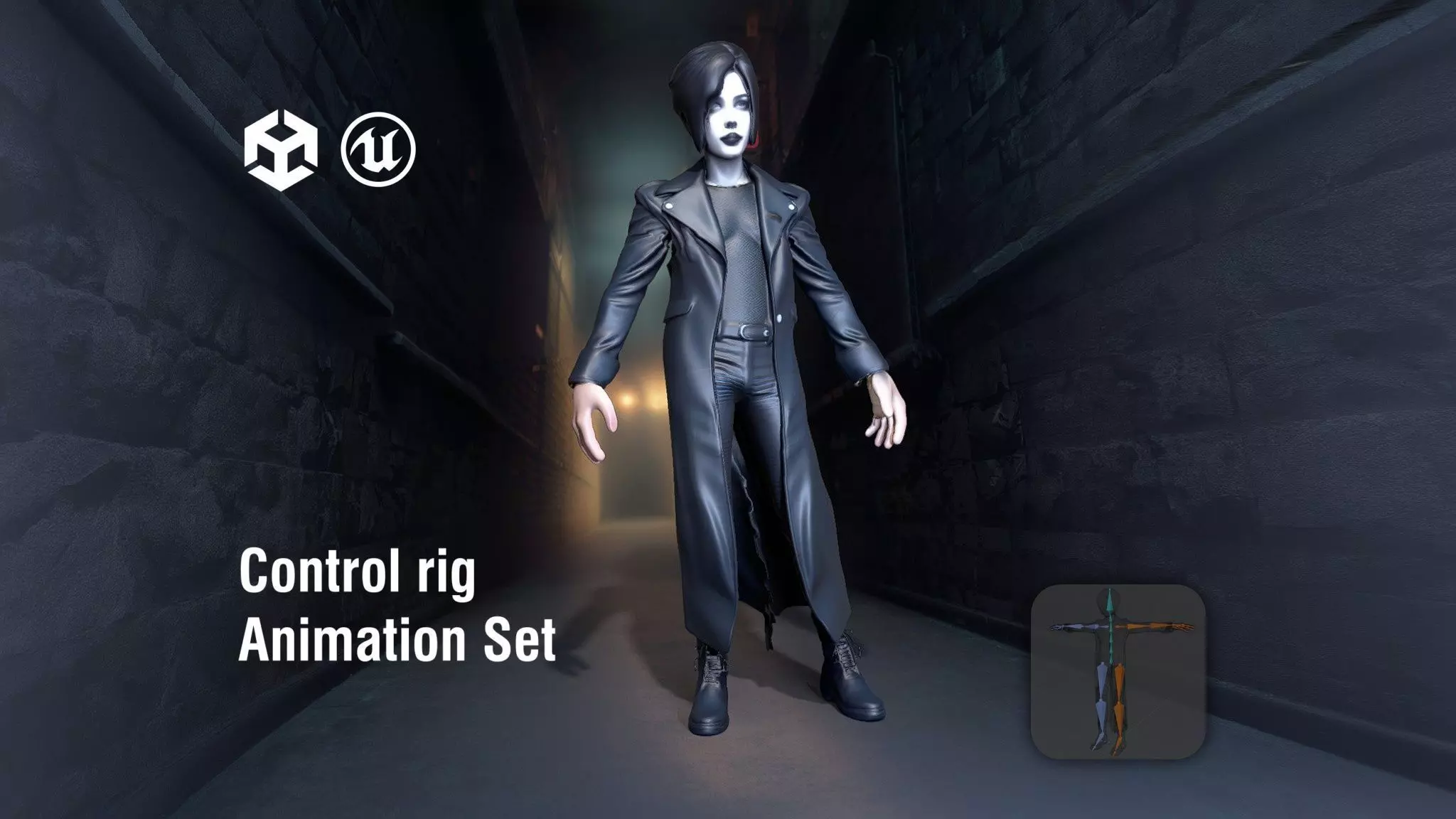 Goth Rocker Character in Leather Low-poly 3D model
