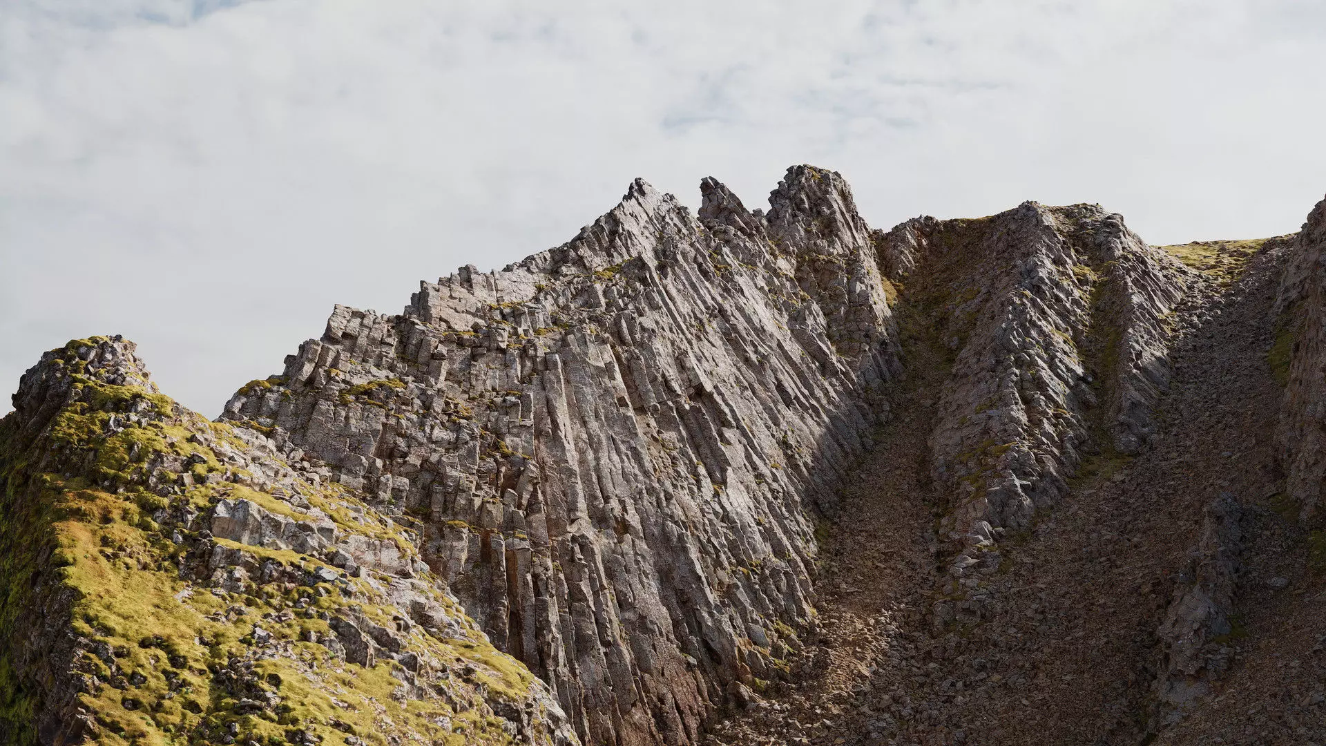 Basalt Cliff Formation D Low-poly 3D model