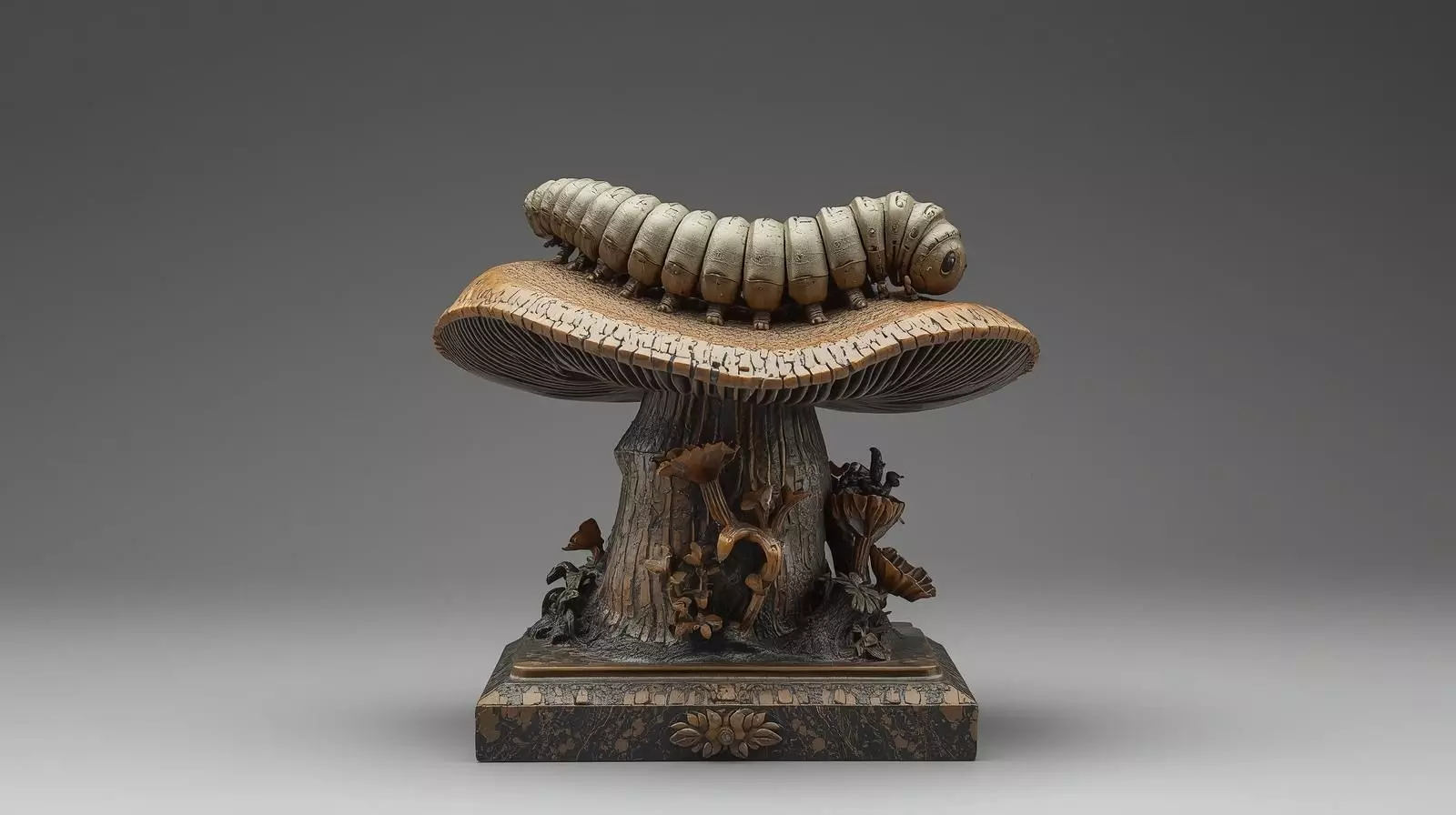 Caterpillar on Mushroom STL Figurine Commercial License 3D print model