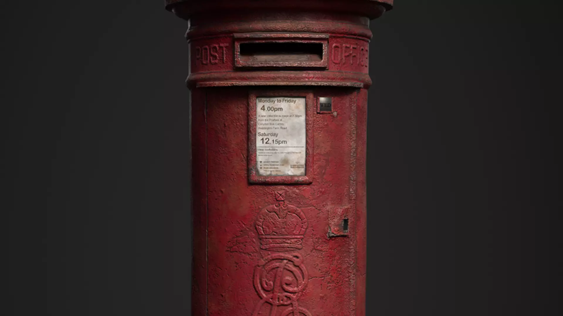 Realistic Post Box Game Ready PBR Asset Low-poly 3D model