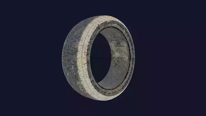 Old Vehicle Tyre 3D model 3