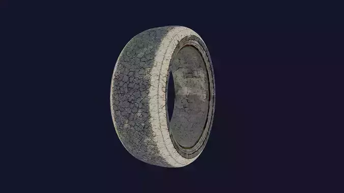 Old Vehicle Tyre 3D model 2