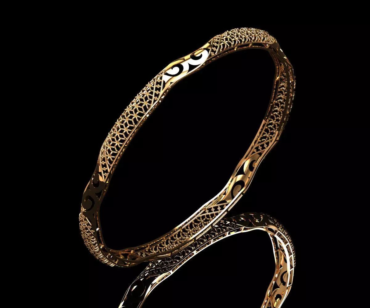 1504 Dual-Section Ornate Bangle 6gm 3D model 3D printable | CGTrader