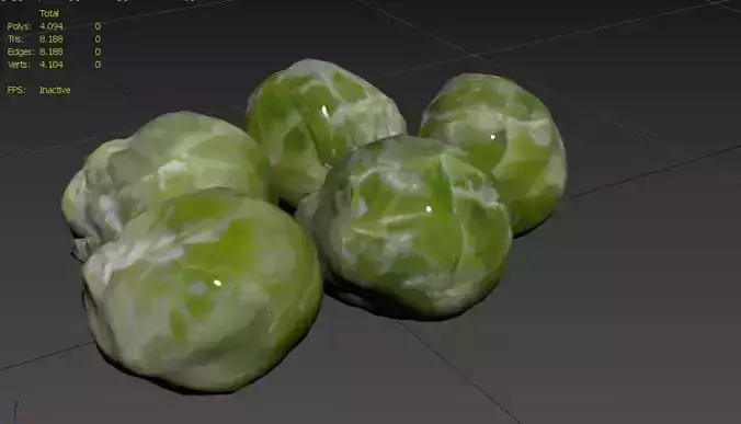 Brussels Sprouts Set02 Low-poly 3D model 3