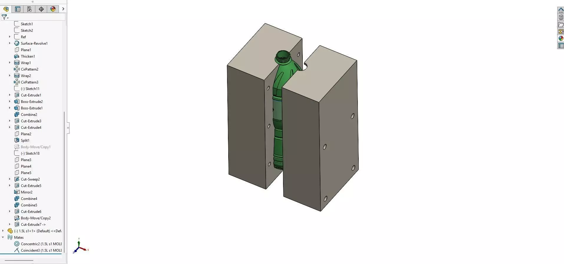 1500ml PET bottle and mould 3D model