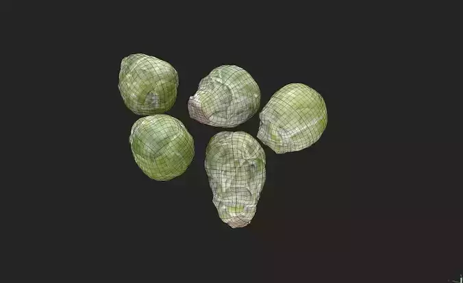 Brussels Sprouts Set03 Low-poly 3D model 7