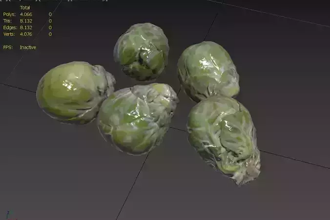 Brussels Sprouts Set03 Low-poly 3D model 3