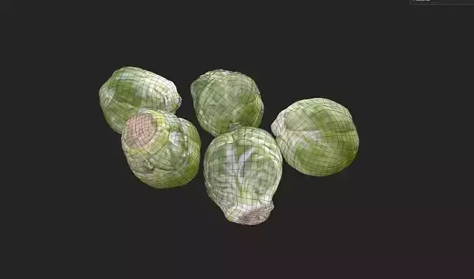 Brussels Sprouts Set04 Low-poly 3D model 7