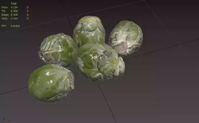 Brussels Sprouts Set04 Low-poly 3D model 3