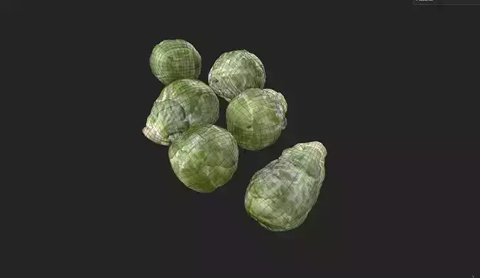 Brussels Sprouts Set05 Low-poly 3D model 7