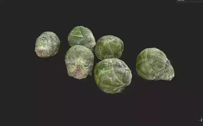 Brussels Sprouts Set05 Low-poly 3D model 2