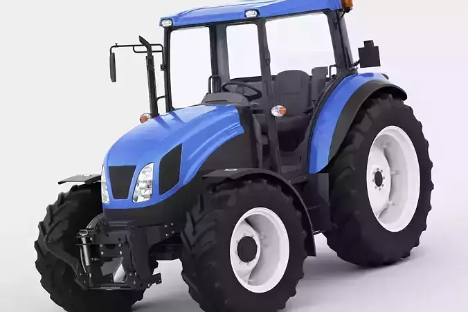 Generic Modern Heavy Tractor Low Poly Farm Vehicle Optimized