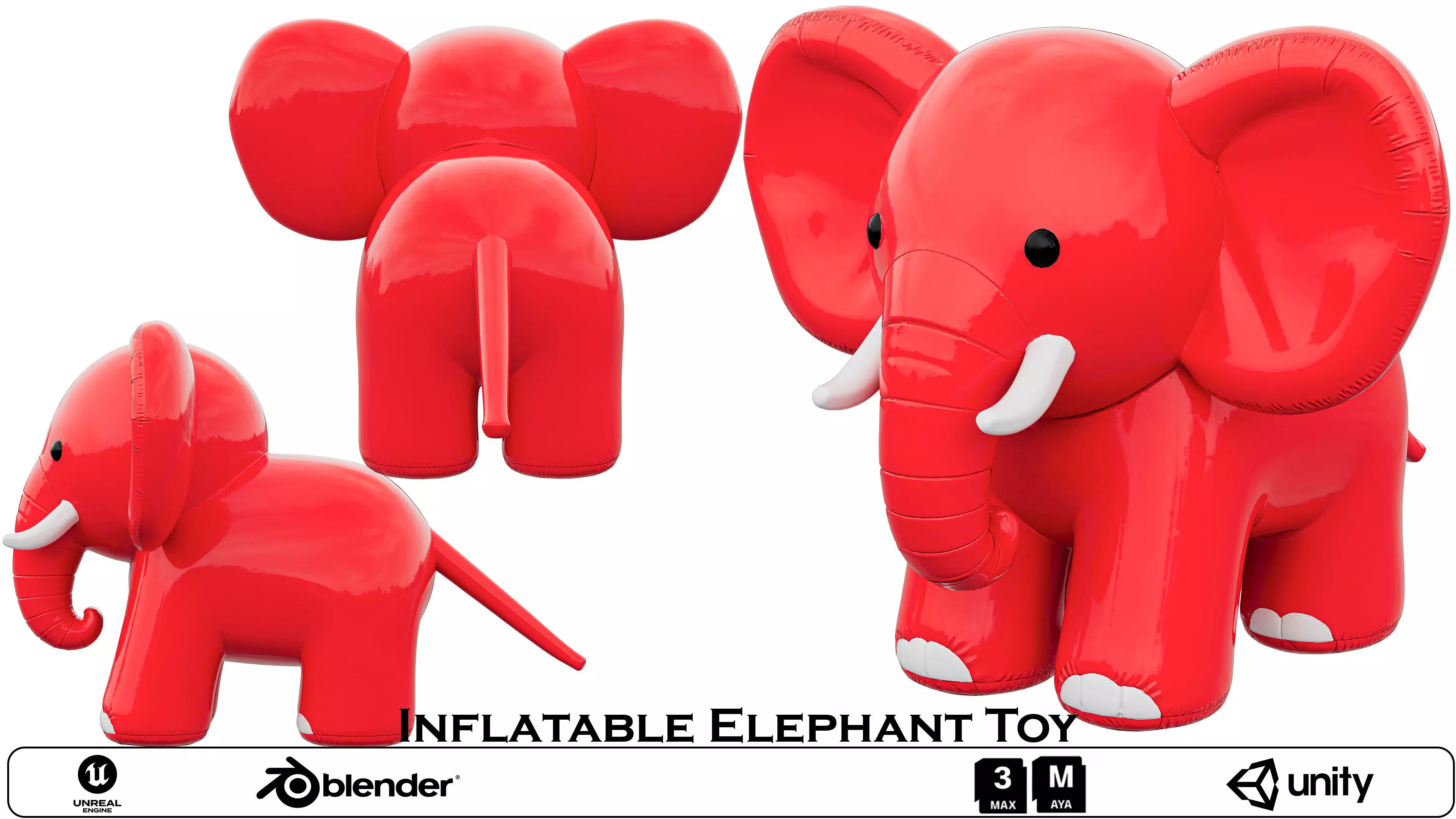 Inflatable Elephant Toy Low-poly 3D model