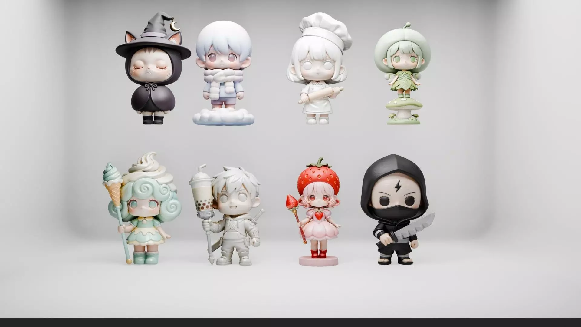 Chibi Guardians 8 Cute Anime STL Pack 3D Printable Collectible 3D print model
