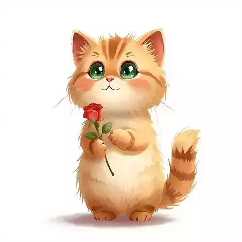 Charming Cat with Rose 3D Character V01