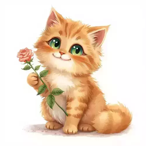 Charming Cat with Rose 3D Character V03