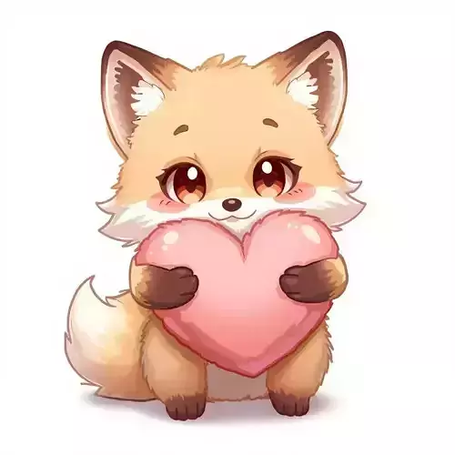 Kawaii Fox with Heart 3D Character V02