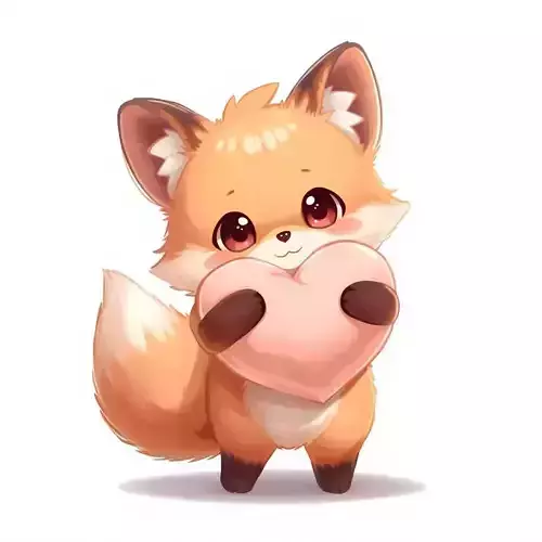 Kawaii Fox with Heart 3D Character V03