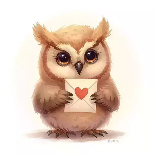 Adorable Owl with Love Letter 3D Character V01