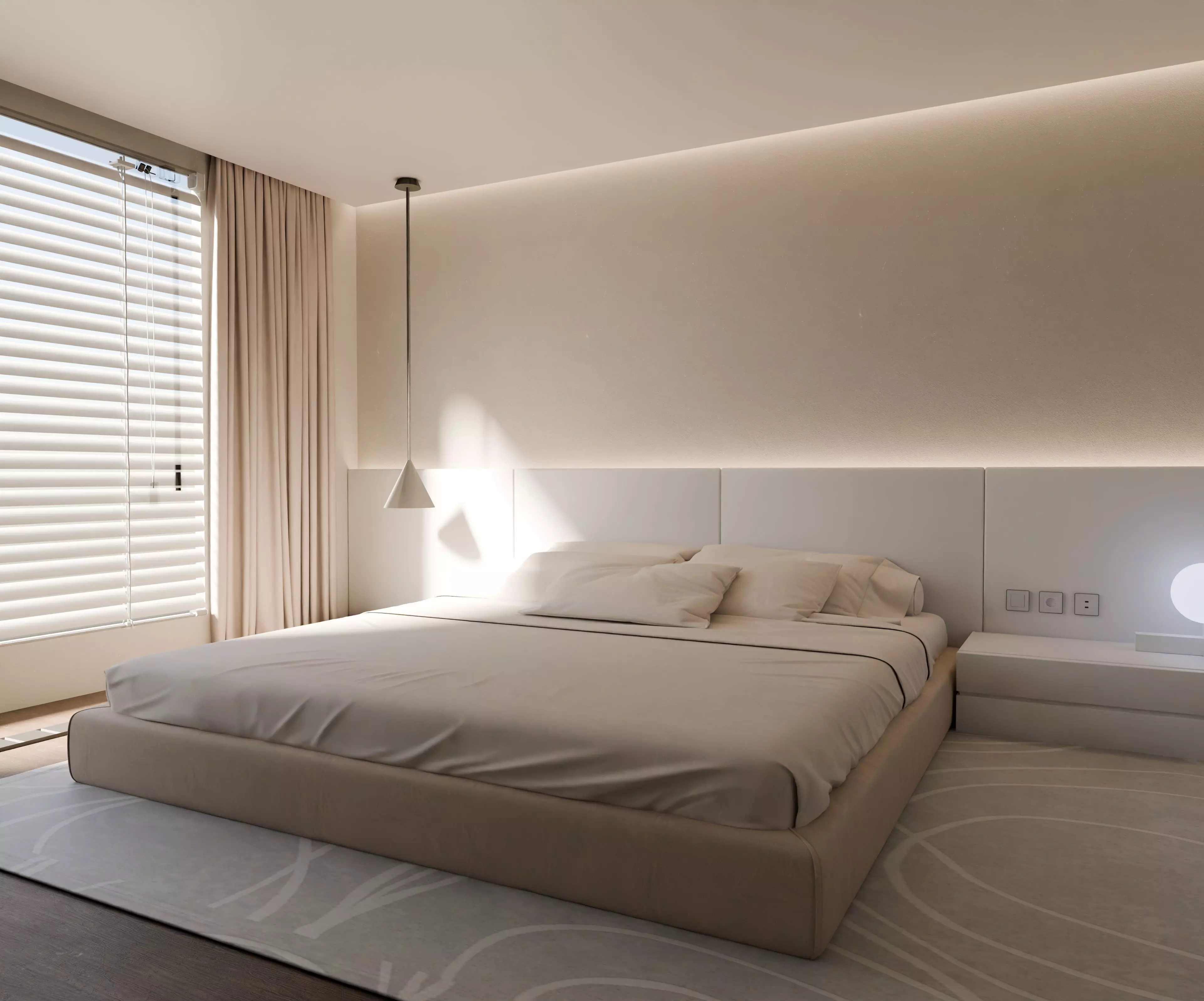 Minimal Bedroom Interior Archviz Scene Clean Lighting 3D model