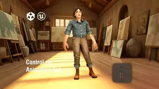 Artist Character in Practical Outfit Free low-poly 3D model