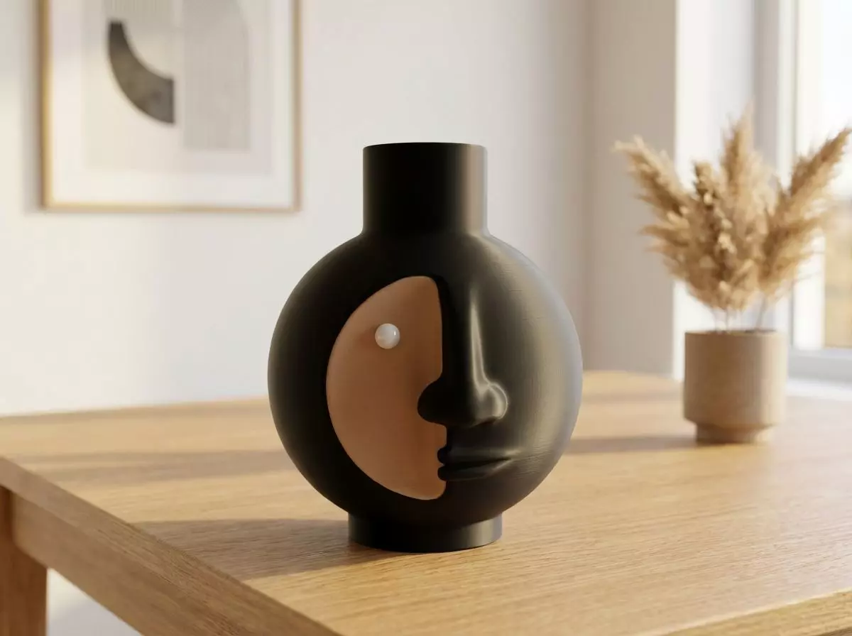 Half-Moon Face Vase Modern Home Accent 3D print model