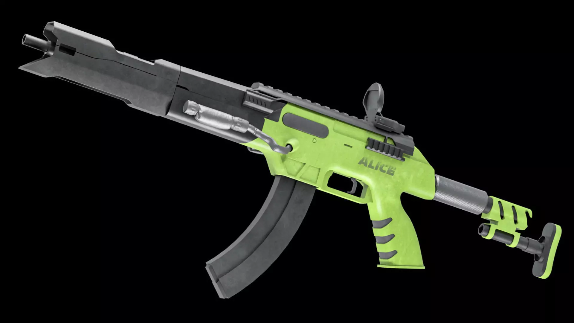 Futuristic AK Style Rifle Game Ready Gun Asset Low-poly 3D model