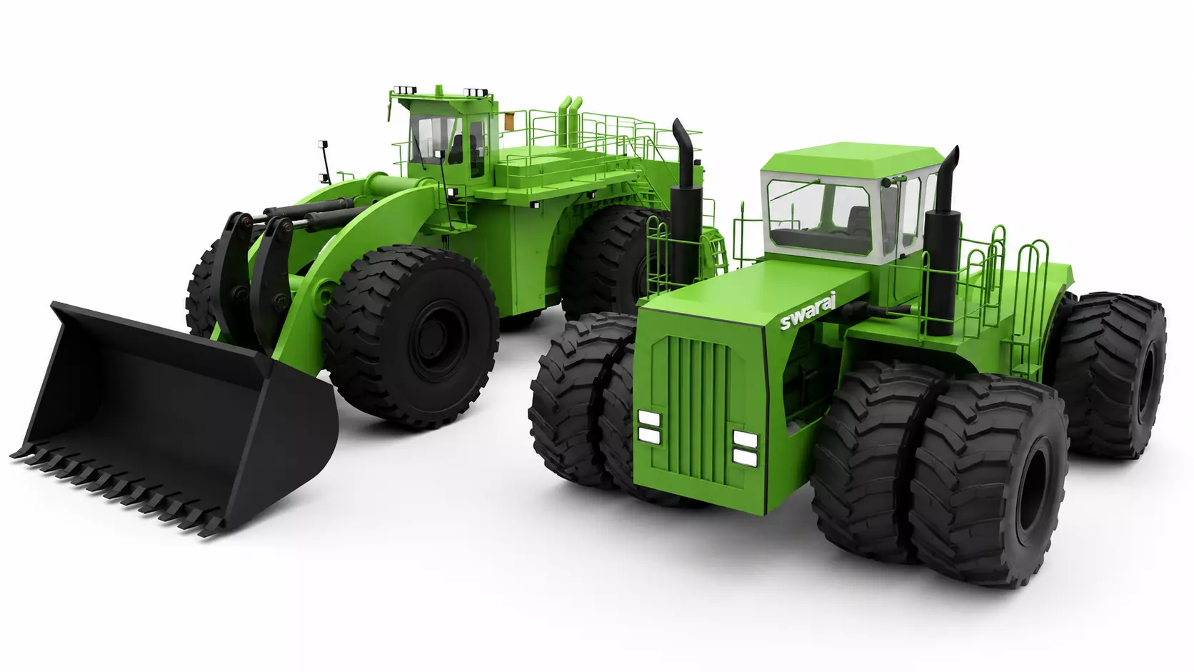Construction Loader and Farming Tractor Low-poly 3D model