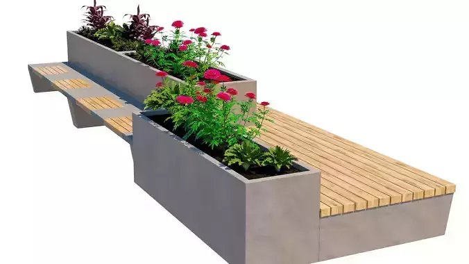 Modular Concrete Planter Bench