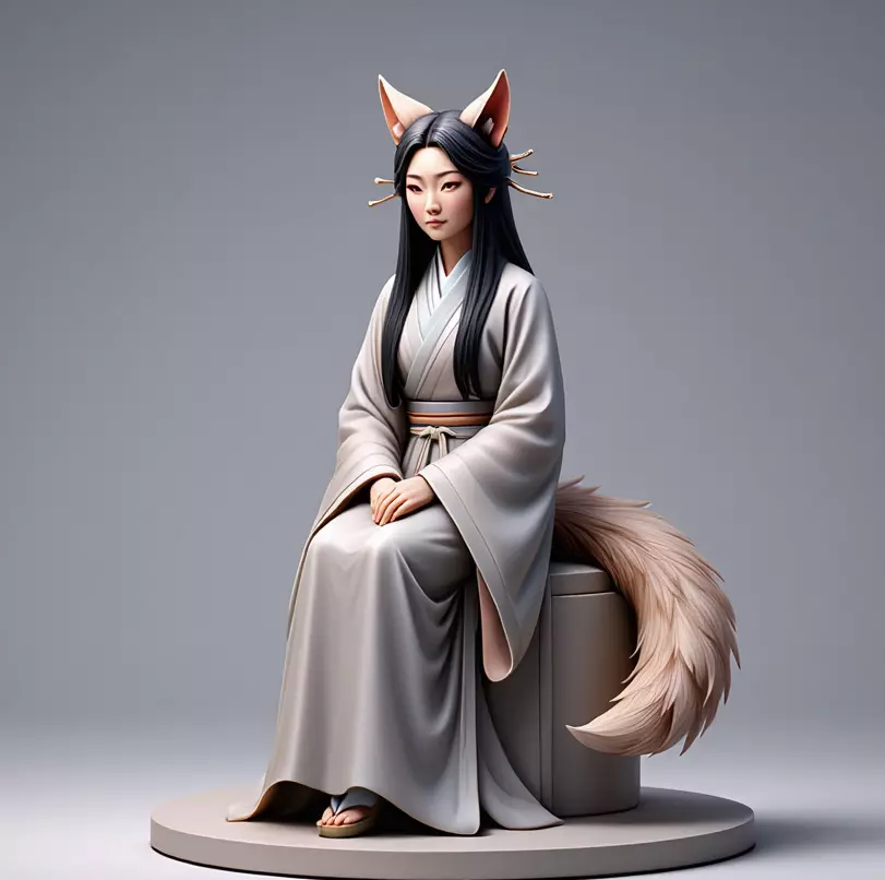 3555 Fox Spirit Woman in Pu Song Ling Style 3D STL 3D print model
