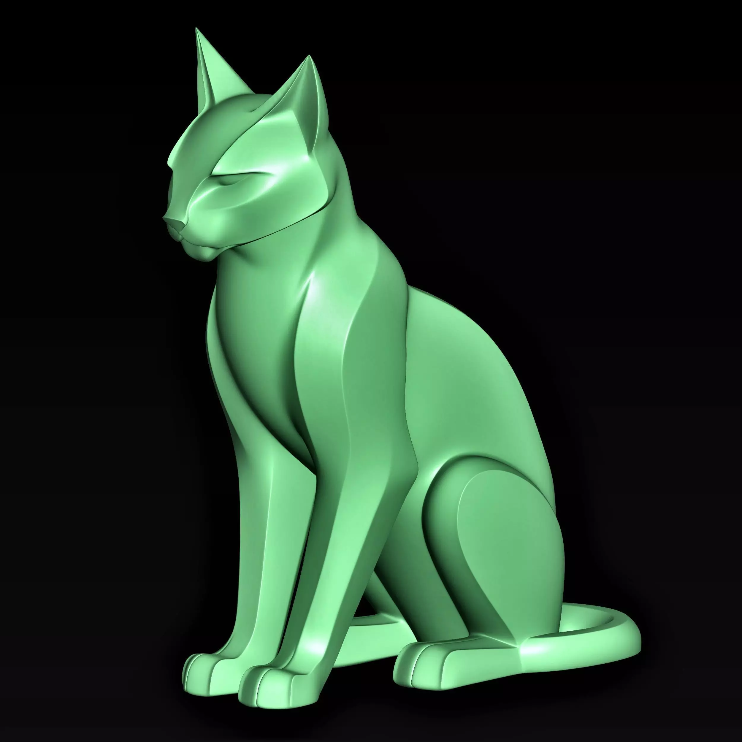 abstract cat statue 3D print model