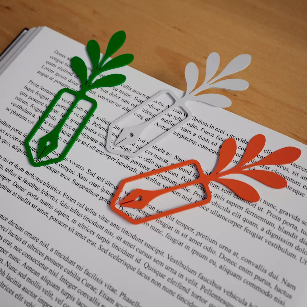 Bookmark - Leaf Bookmark - Leaf and Pen Bookmark Design Free 3D print model