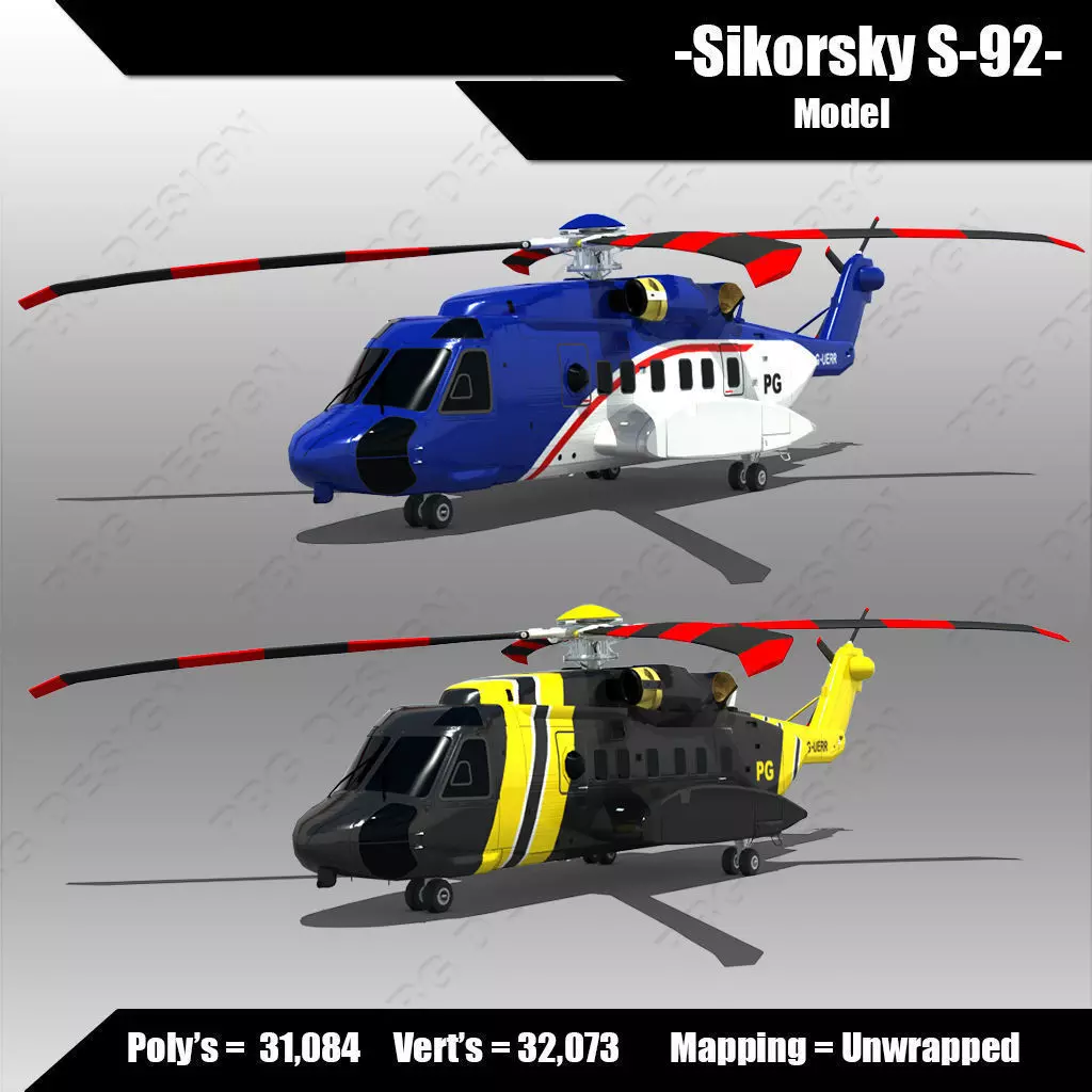 Sikorsky S-92 Low-poly 3D model_0
