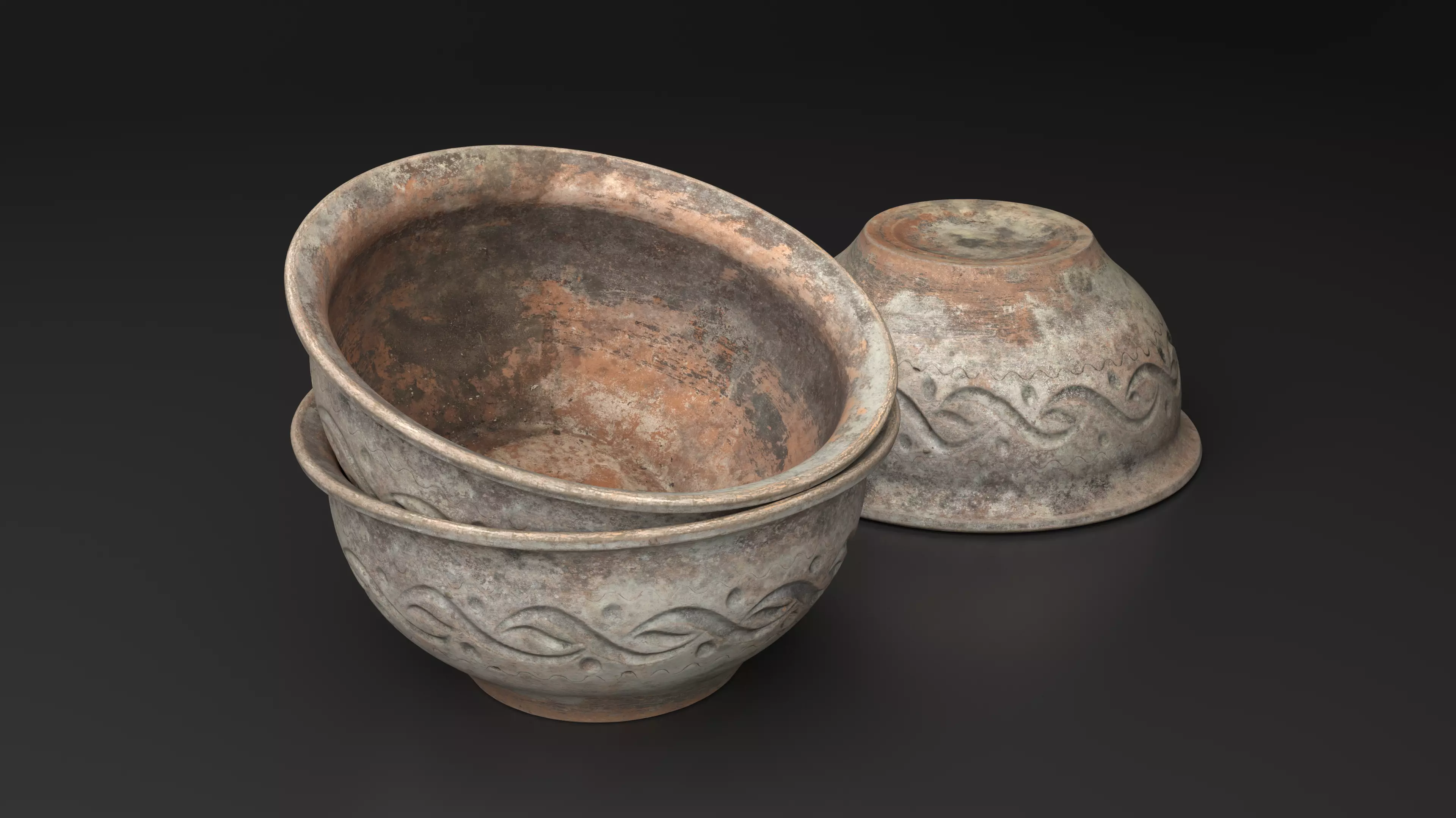 Aged Clay Bowl Low-poly 3D model