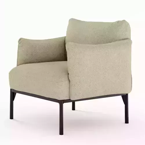 Modern Sage Green Fabric Armchair 3D model 3