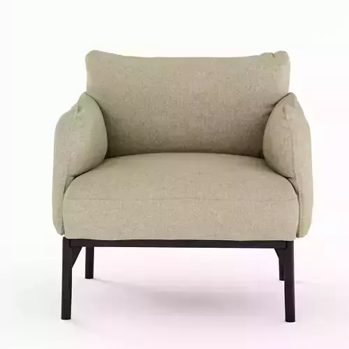 Modern Sage Green Fabric Armchair 3D model 2