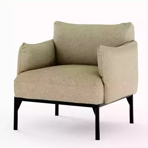 Modern Sage Green Fabric Armchair 3D model 5