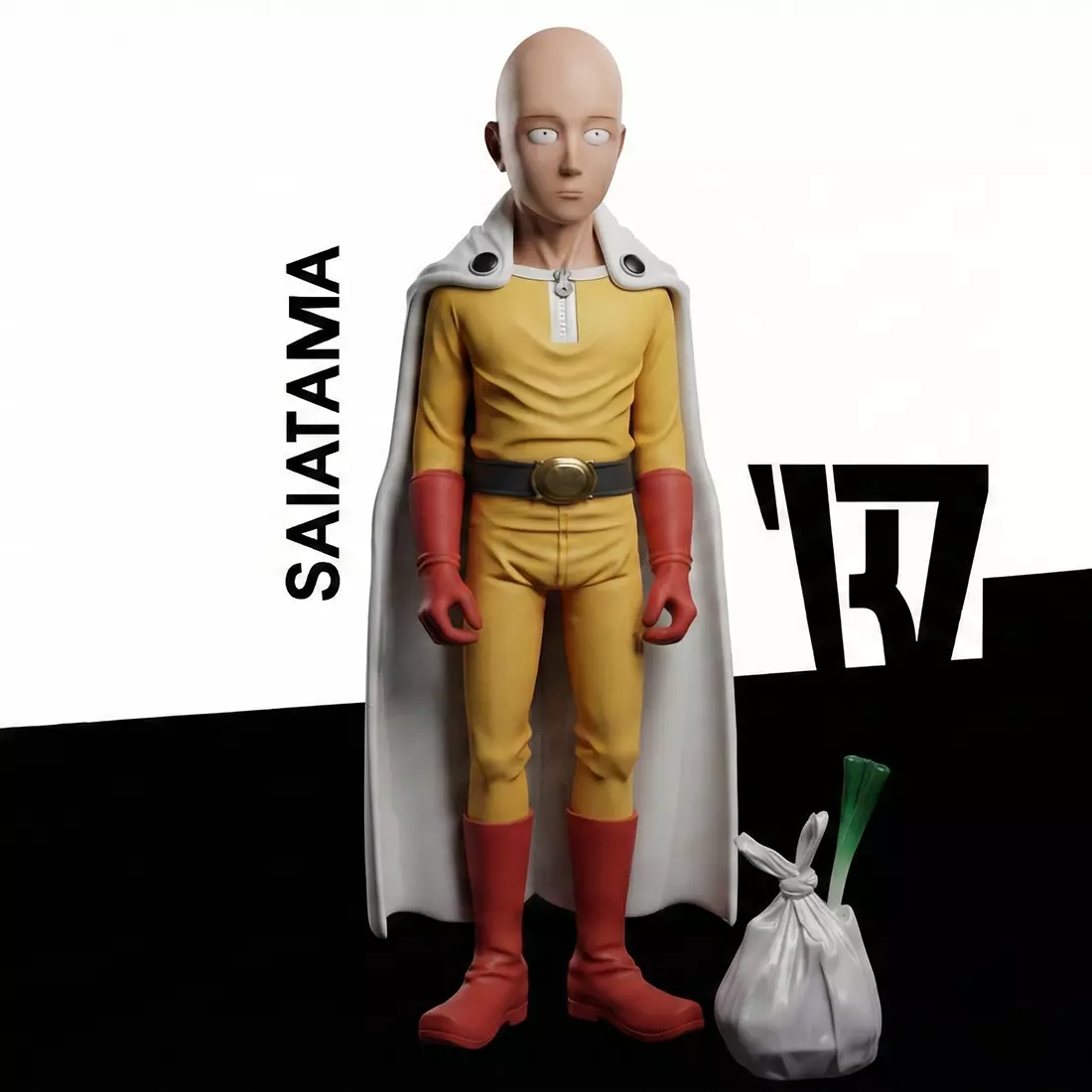 Saitama One Punch Man Grocery Guardian toy 3D print model