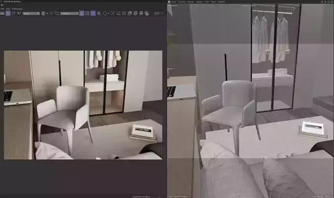 Modern Bedroom  Home Office Workspace Cinema 4D Redshift 3D model 6